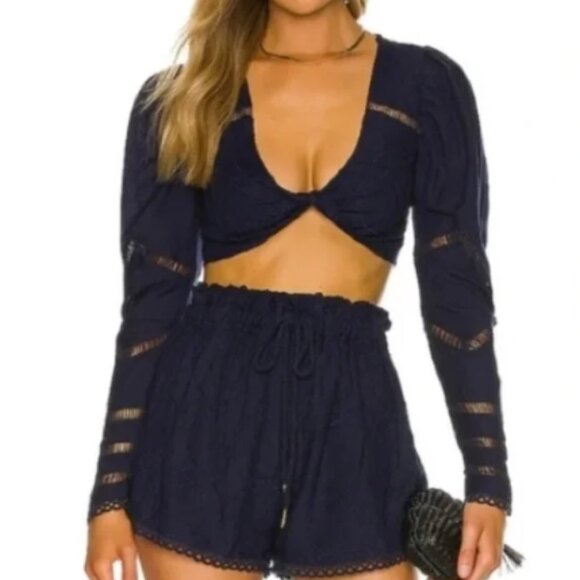 Tularose navy blue eyelet crop top - Picture 6 of 6